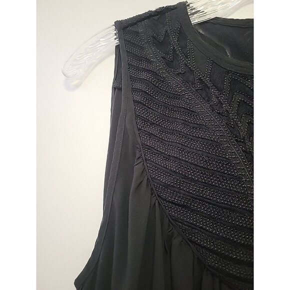 Sundance Lace Crochet Sleeveless Blouse Black Large Boho - Picture 3 of 8